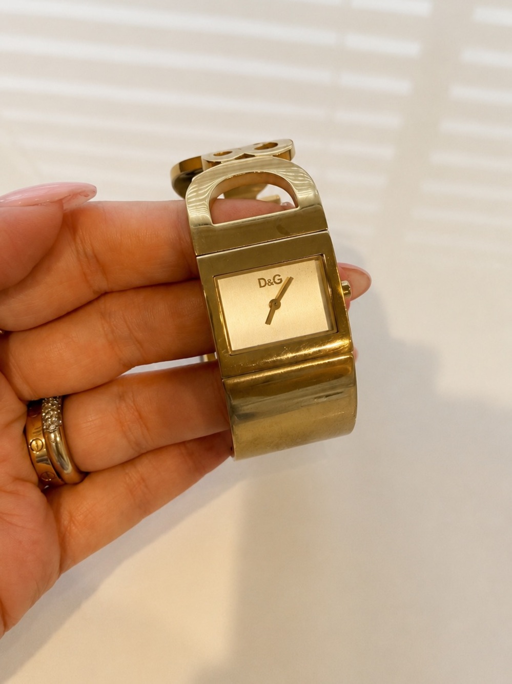D&G Gold Bracelet Watch with Minimal Square Dial